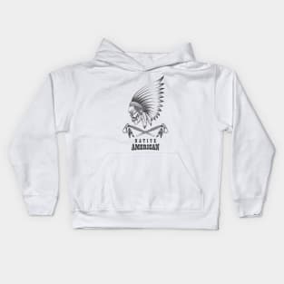 Indian Skull with Tomahawk Emblem Kids Hoodie